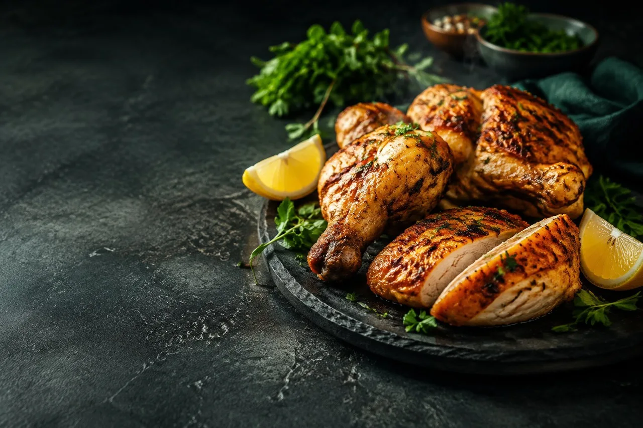 Grilled chicken with herbs and lemon